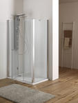 MIRA DOOR Porta battente pieghevole finitura argento satinato 130 cm trasparente (misura 125/130 h.185) - Bagno Italiano