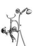 LOTUS 913BIS Gruppo vasca esterno con kit doccia e duplex, doccetta con impugnatura bianca - Bagno Italiano