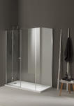 MOD2 Box doccia Angolare con laterale fisso e porta soffietto cm 80x160 cristallo 6mm traparente finitura argento satinato (misura 78/80-158/160 h.200) - Bagno Italiano