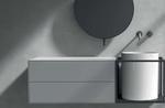 CORE 46 Lavabo da appoggio cm Ø37 + Struttura sottolavabo cm 46 x 46 in acciaio nero opaco - Bagno Italiano