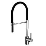 EMPORIO MOTTA Miscelatore Cucina in acciaio inox satinato con Doccetta Flessibile nera  - Bagno Italiano