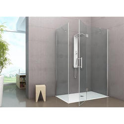 PANORAMA Box doccia Angolare fix+porta battente cm 90x100 finitura cromo lucido (misura 88/90-98/100 h.200) - Bagno Italiano