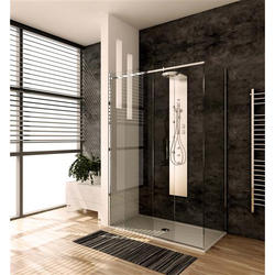 QUBO Box doccia Angolare fix+porta scorrevole cm 90x140 finitura cromo lucido (misura 87/90-137/140 h.195) - Bagno Italiano