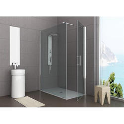 PANORAMA Box doccia Angolare fix+battente cm 100x90 finitura argento satinato (misura 88/90-98/100 h.200) - Bagno Italiano