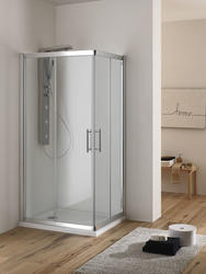 DIRK Box doccia Angolare scorrevole finitura bianco 70-120 cm trasparente (misura 68/71-117/120 h.195) - Bagno Italiano