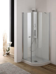 GEMINI Box doccia asimmetrico 70x90 argento satinato (misura 68/70-88/90 h.185 raggio 38) - Bagno Italiano