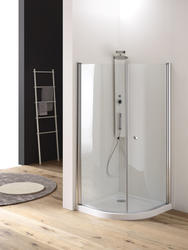 OASIS Box doccia circolare a battente finitura bianco 90 cm trasparente (misura 88/90-88/90 h.185 raggio 55) - Bagno Italiano