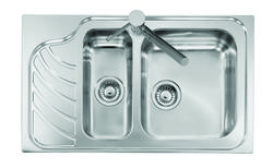 VINTAGE - INCASSO STANDARD E BORDO 8 mm lavello in acciaio inox ad una vasca grande più una vasca piccola più scolapiatti - Bagno Italiano