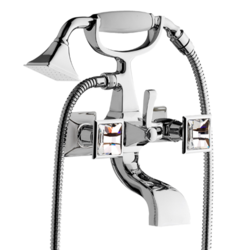CHIC DIAMANTE Gruppo vasca con flessibile doppia aggraffatura e doccia. Maniglie Swarovski - Bagno Italiano