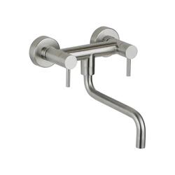 EMPORIO MOTTA Rubinetto Cucina in acciaio inox con Bocca Squadrata a Parete 2 Leve - Bagno Italiano