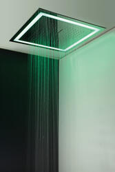 K4102 Soffione ad incasso quadro400x4000 getto pioggia + cascata + cornice LED perimetrale in acciaio inox finitura super mirror - Bagno Italiano