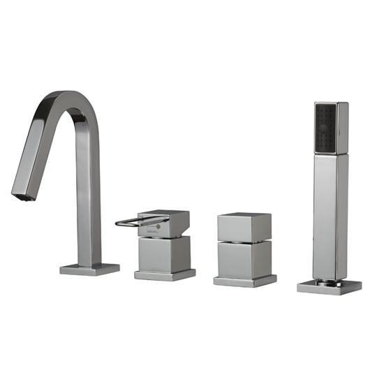 QUADRA MQB002 batteria monocomando bordo vasca 4 fori canna a P - Bagno Italiano
