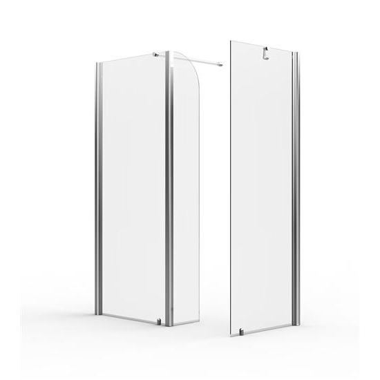 PANORAMA Nr. 2 Pareti doccia fissa per Box Doccia cm80x200h-cm70/30x200h finitura argento satinato (misura 78/80-68/70+30 h.200) - Bagno Italiano