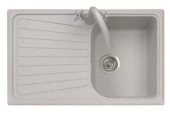 SPAZIO 79.10 Lavello cucina ad una vasca più scolapiatti finitura  ultraquartz colori tradizionali 01 bianco - Bagno Italiano
