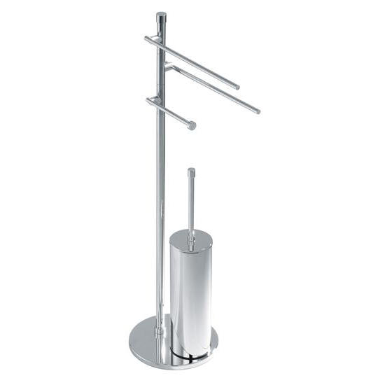 DECO' DE370 Piantana con elementi mobili - 2 porta salviette, porta rotolo e scopino - - Bagno Italiano
