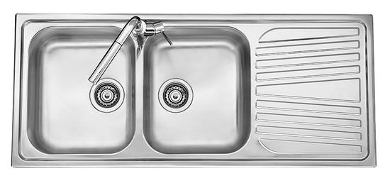 OLYMPUS lavello in acciaio inox a due vasche + gocciolatoio CO1162 - Bagno Italiano