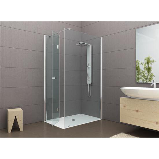 PANORAMA Box doccia Angolare fix+soffietto cm 160x70 finitura argento satinato (misura 68/70-158/160 h.200) - Bagno Italiano