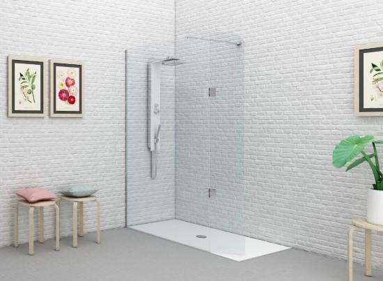 SYSTEM GLASS SG3 Parete doccia fissa + volet per Box Doccia cm 68+30 finitura cromo, trasparente 6 mm (misura 68+30 h.200) - Bagno Italiano