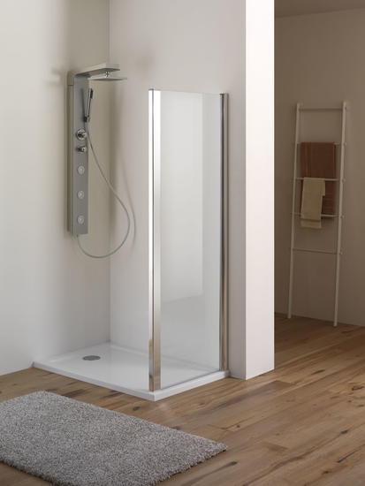 BLADY DOOR Porta a battente finitura argento satinato 90 cm trasparente (misura 85/90 h.185) - Bagno Italiano