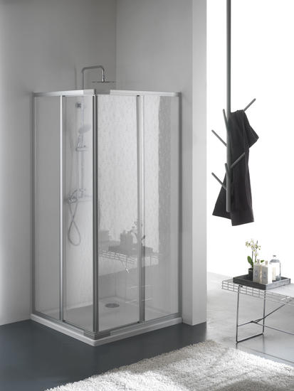 BRIO Box doccia Angolare scorrevole finitura argento satinato 90 cm acrilico (misura 80/90-80/90 h.185) - Bagno Italiano