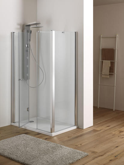 MIRA DOOR Porta battente pieghevole finitura cromo 100 cm trasparente (misura 95/100 h.185) - Bagno Italiano