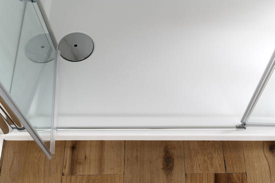 MIRA DOOR Porta battente pieghevole finitura cromo 120 cm trasparente (misura 115/120 h.185) - Bagno Italiano