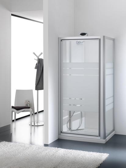 SAIL Porta battente finitura argento satinato 90 cm trasparente (misura 85/90 h.185) - Bagno Italiano