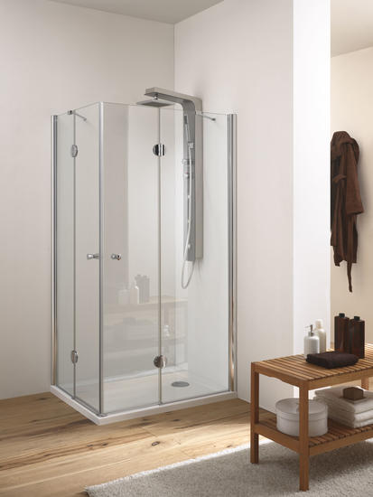 SKA Box doccia Angolare 2 battenti + 2 fisse finitura argento satinato 70-90 cm DX SX trasparente (misura 68/71-87/90 h.185) - Bagno Italiano