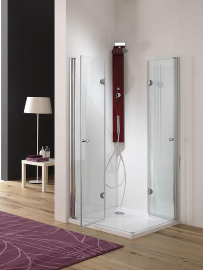 VEGA Box doccia Angolare con porte soffietto con cerniera finitura argento satinato 70-90 cm (misura 68/70-88/90 h.185) - Bagno Italiano