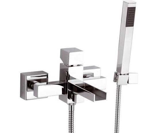 CUBE WATERFALL miscelatore vasca esterno con bocca a cascata e flex cm.120 - Bagno Italiano