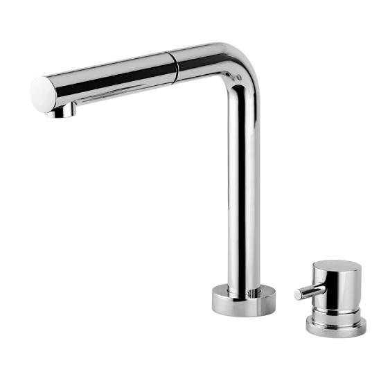 HI-TECH rubinetto monocomando lavello sottofinestra con canna abbattibile doccetta in ottone finitura cromo - Bagno Italiano