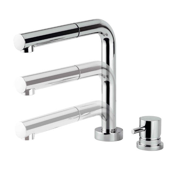 HI-TECH rubinetto monocomando lavello sottofinestra con canna abbattibile doccetta in ottone finitura cromo - Bagno Italiano