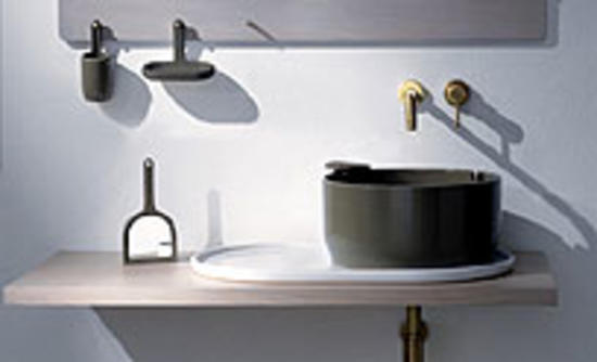 UKIYO-E Lavabo da appoggio tondo 42 + piano in ceramica - Bagno Italiano