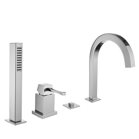 EOS Batteria monocomando bordo vasca quattro fori con deviatore e bocca - Bagno Italiano
