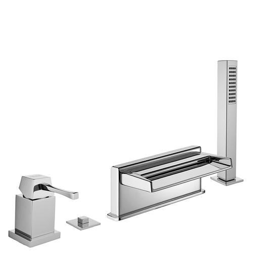 EOS Batteria monocomando bordo vasca quattro fori con deviatore e bocca cascata - Bagno Italiano