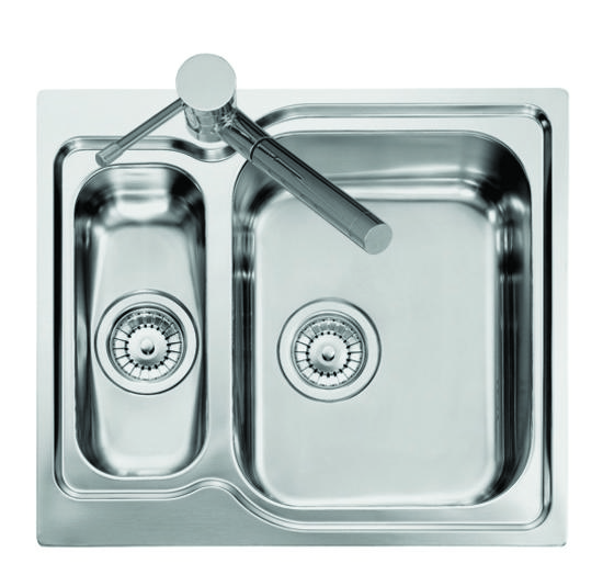 VINTAGE - INCASSO STANDARD lavello in acciaio inox ad una vasca grande più una vasca piccola - Bagno Italiano