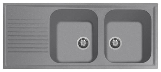 ATLANTIC 116.20 Lavello cucina a due vasche più scolapiatti - per base da 80 - Bagno Italiano