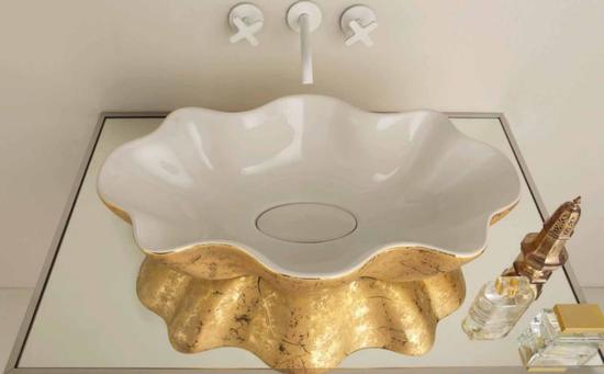 SEASTAR lavabo d'appoggio unique white&gold - Bagno Italiano