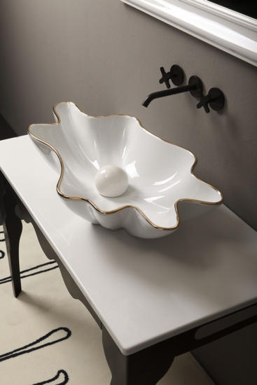 SHELL lavabo d'appoggio filo oro - Bagno Italiano