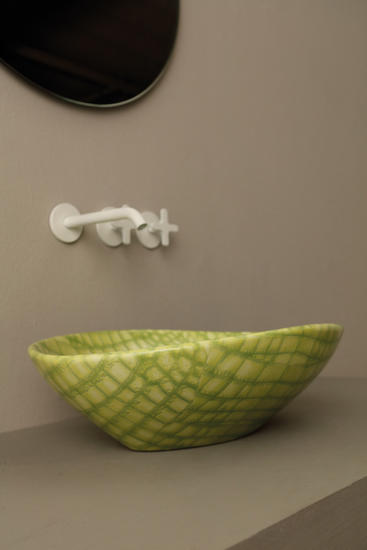AFYA lavabo d'appoggio pelle verde affondante - Bagno Italiano