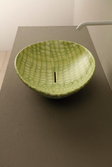 AFYA lavabo d'appoggio pelle verde affondante - Bagno Italiano