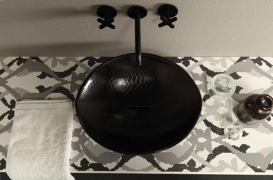 AFYA lavabo d'appoggio pitone nero - Bagno Italiano