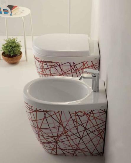 YOUNG vaso + bidet a terra nest rosso - Bagno Italiano