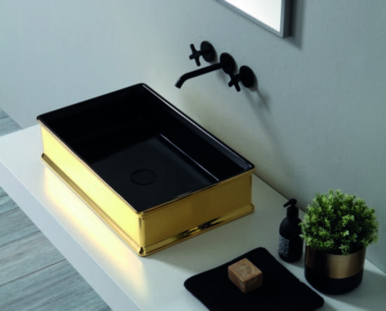 CHARME lavabo d'appoggio black&gold - Bagno Italiano