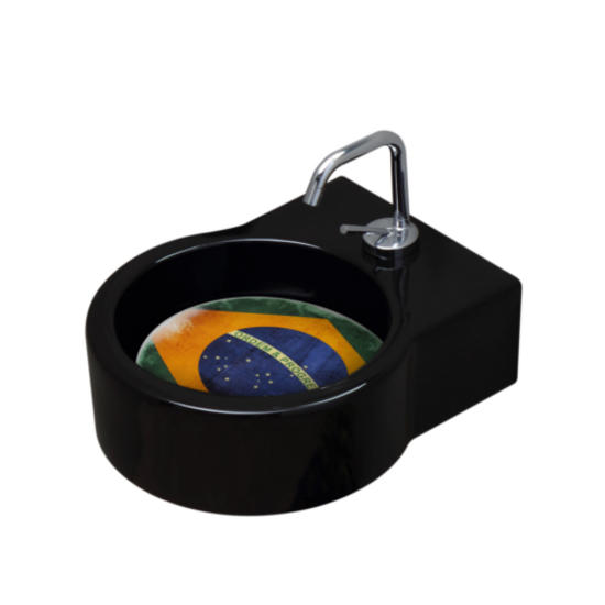 TURN lavabo d'appoggio nero + piastra Brasile - Bagno Italiano