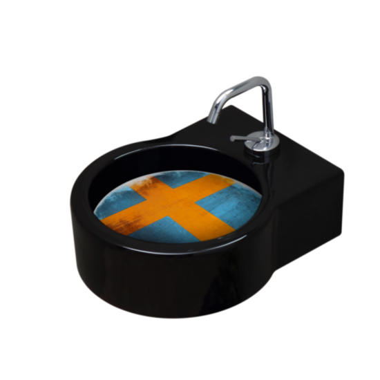 TURN lavabo d'appoggio nero + piastra Svezia - Bagno Italiano