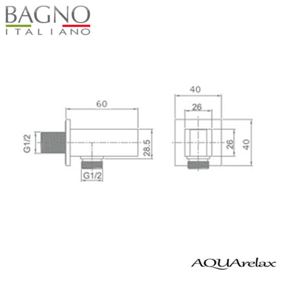 presa acqua duplex quadra AQUArelax, in ottone cromato - Bagno Italiano