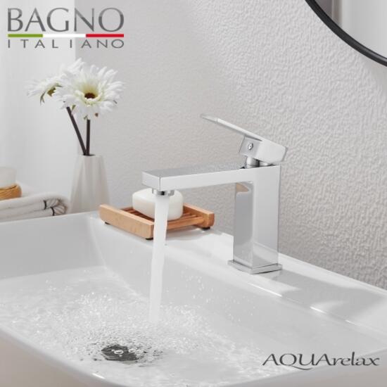 AQUArelax miscelatore CUBE rubinetto lavabo monoleva cromo - Bagno Italiano