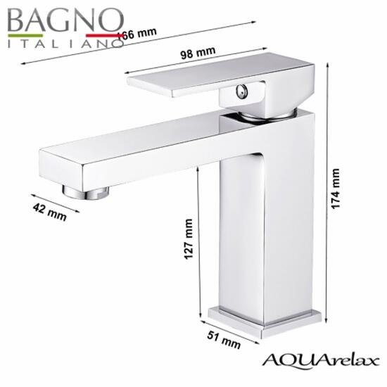 AQUArelax miscelatore CUBE rubinetto lavabo monoleva cromo - Bagno Italiano