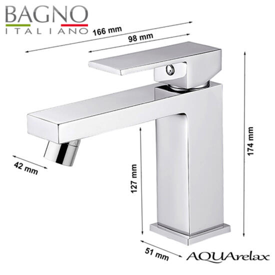 AQUArelax miscelatore CUBE rubinetto bidet monoleva cromo - Bagno Italiano